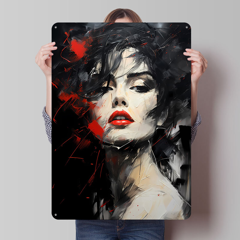 Retro Poster Gaming - Girl With Red Lips Printed Poster