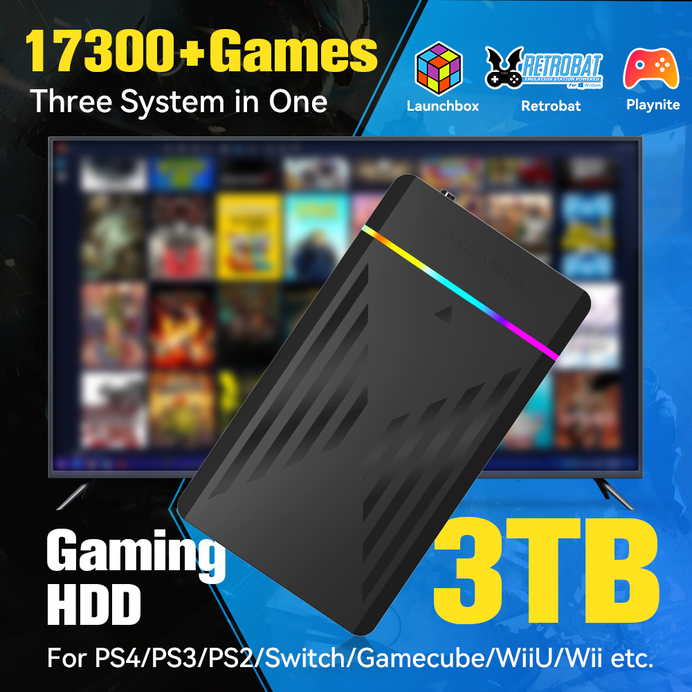 Retro Gaming Nintendo - 3TB Portable Gaming HDD LaunchBox/Retrobat/Playnite Retro