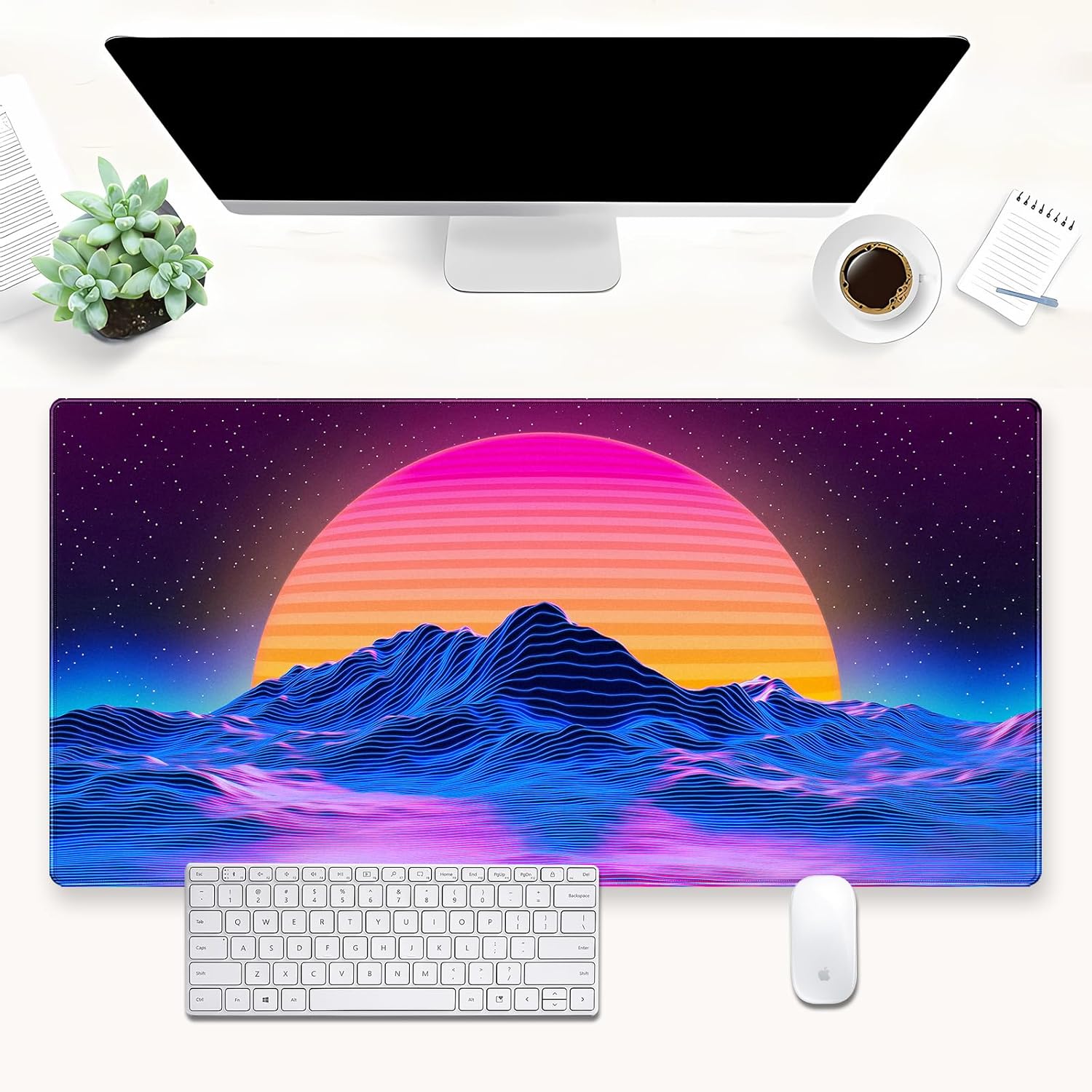 Retro Synthwave Mountain Sun D - Mouse Gaming Retro ulasan dan harga