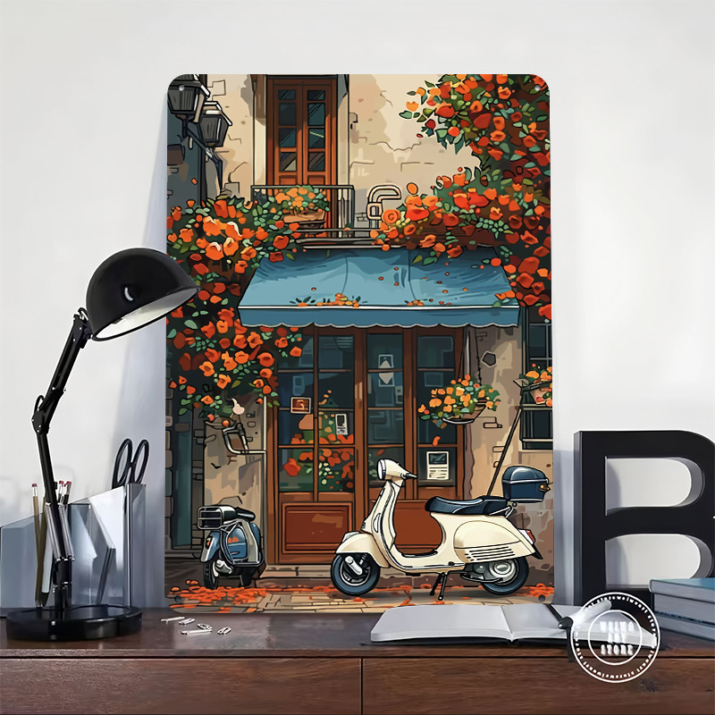Vintage Scooter Shop Poster Cu - Retro Gaming Shops ulasan dan harga