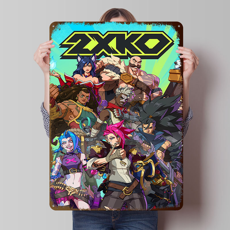 2XKO Fighting Game Art Tinplat - Retro Poster Gaming ulasan dan harga