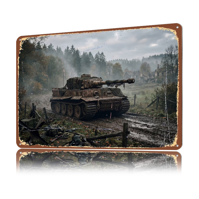 Tiger Tank in Muddy Landscape  - Retro Poster Gaming ulasan dan harga