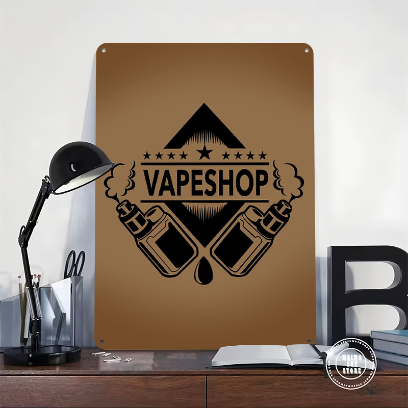 Vape Shop Logo Tinplate Poster - Retro Gaming Shops ulasan dan harga