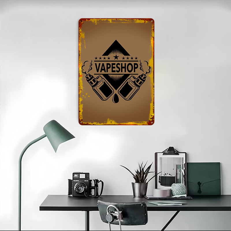Vape Shop Logo Tinplate Poster - Retro Gaming Shops ulasan dan harga