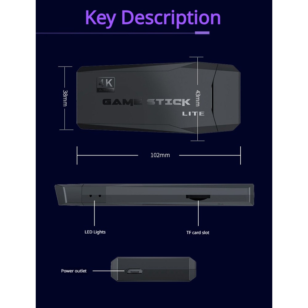Portable 4K Retro Game Stick C - Retro Gaming Emulator ulasan dan harga