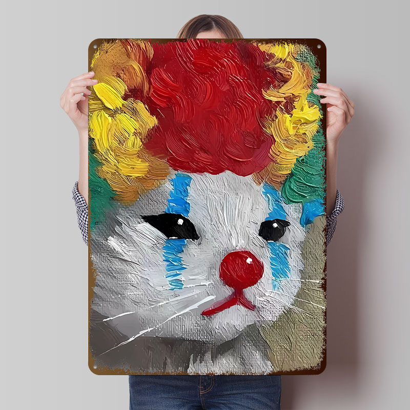 Sad Clown Cat Painting Tinplat - Retro Poster Gaming ulasan dan harga
