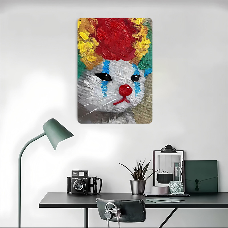 Sad Clown Cat Painting Tinplat - Retro Poster Gaming ulasan dan harga