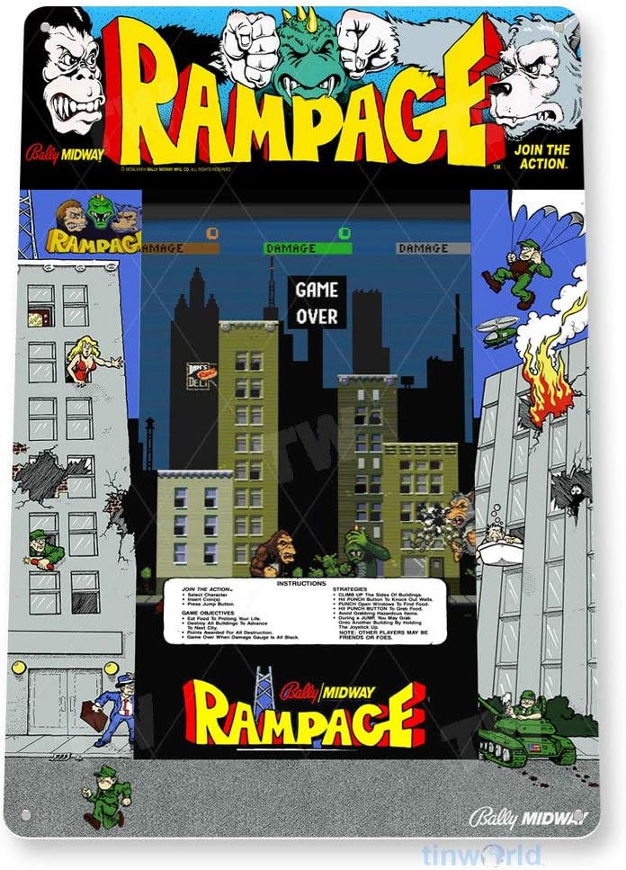 TIN SIGN Rampage Arcade Sign G - Retro Gaming Shops ulasan dan harga