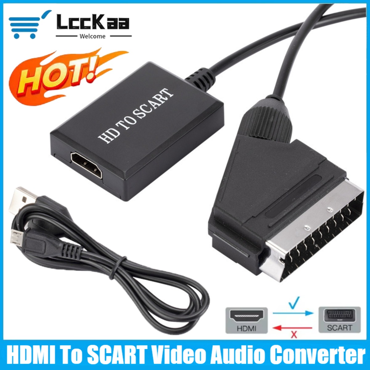 LccKaa 1080P HDMI To SCART Ada - Scart To Hdmi ulasan dan harga
