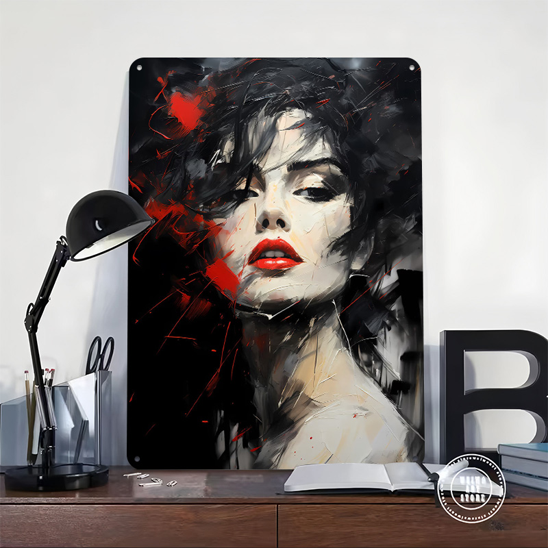 Girl With Red Lips Printed Pos - Retro Poster Gaming ulasan dan harga