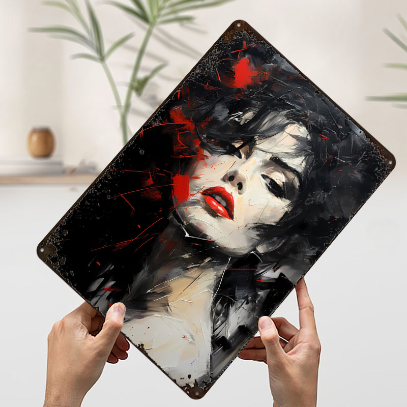 Girl With Red Lips Printed Pos - Retro Poster Gaming ulasan dan harga