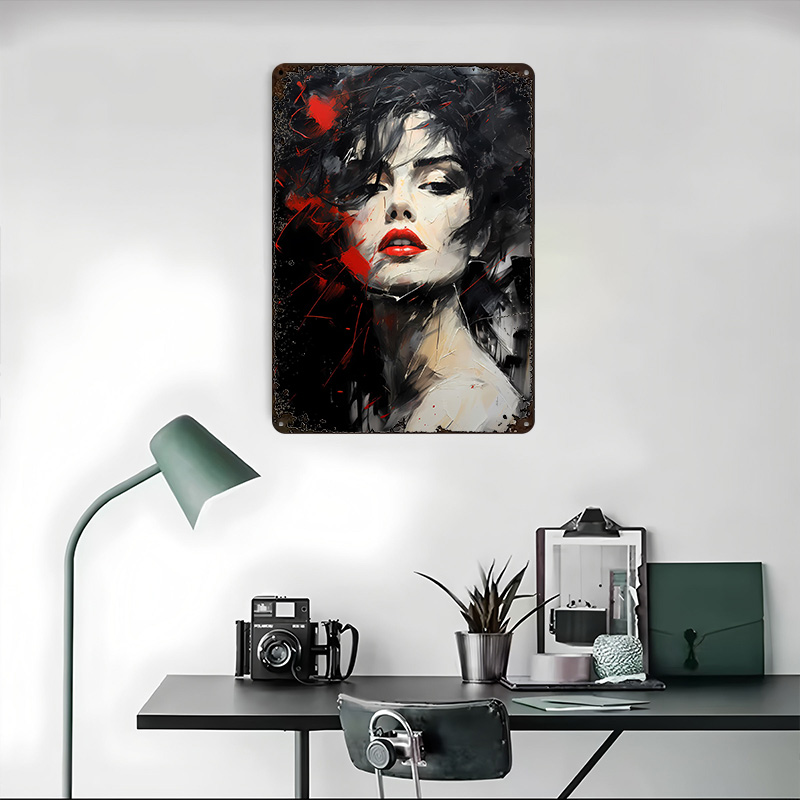 Girl With Red Lips Printed Pos - Retro Poster Gaming ulasan dan harga