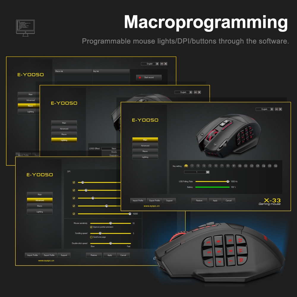 E-YOOSO X-33 RGB USB 2.4G Wire - Mouse Gaming Retro ulasan dan harga